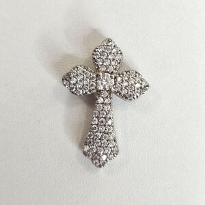 Sterling Silver 925 Cz Pave Cross Pendant